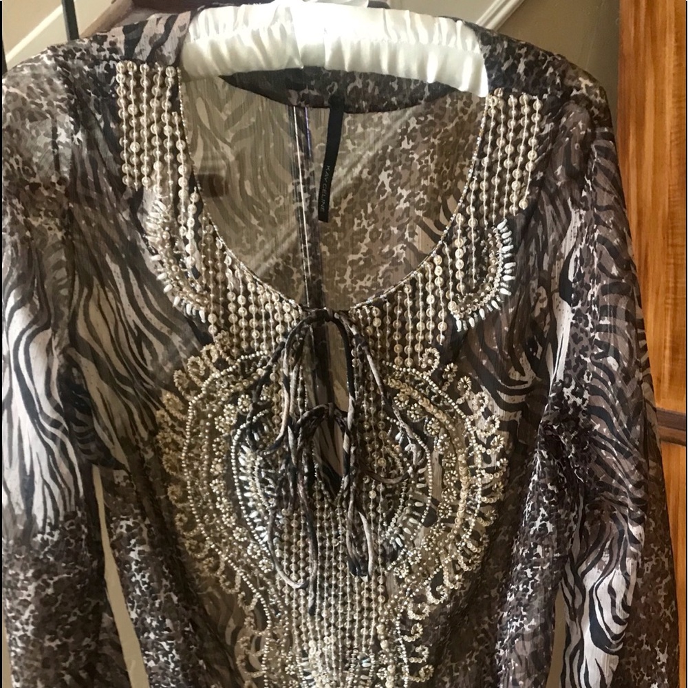 Animal print chiffon blouse